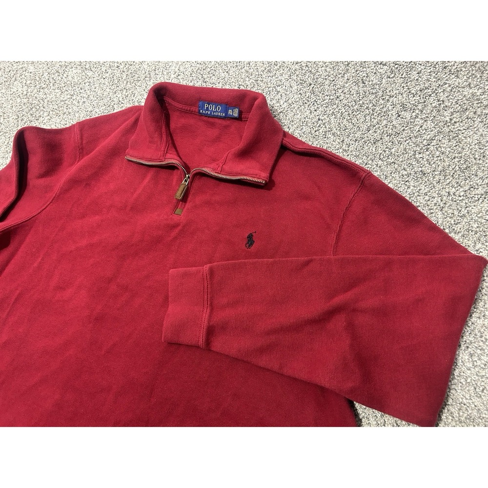 Polo Ralph Lauren Men's Sweater 2XL Long Sleeve 1/4 Zip Pullover Red